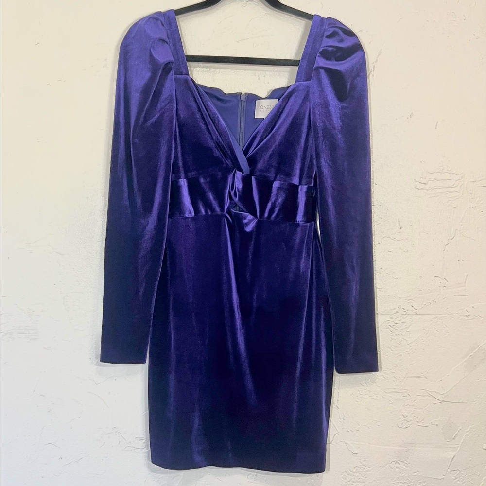 One 33 Social Nordstrom Neiman Marcus Long Sleeve Velvet Mini Dress Purple Small
